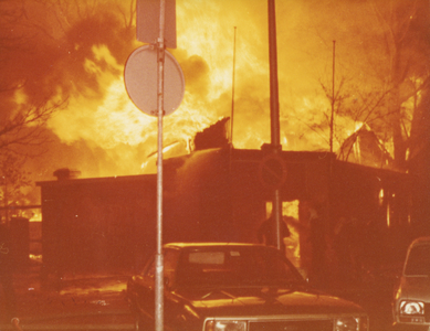 606183 Afbeelding van de brand in de concertzaal Tivoli (Lepelenburg) te Utrecht.